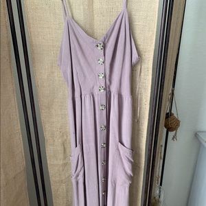 Purple dress goes below the knees